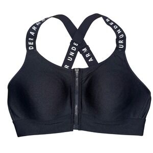 Under Armour Black Zipper Front Sports Bra Crossback Size SM